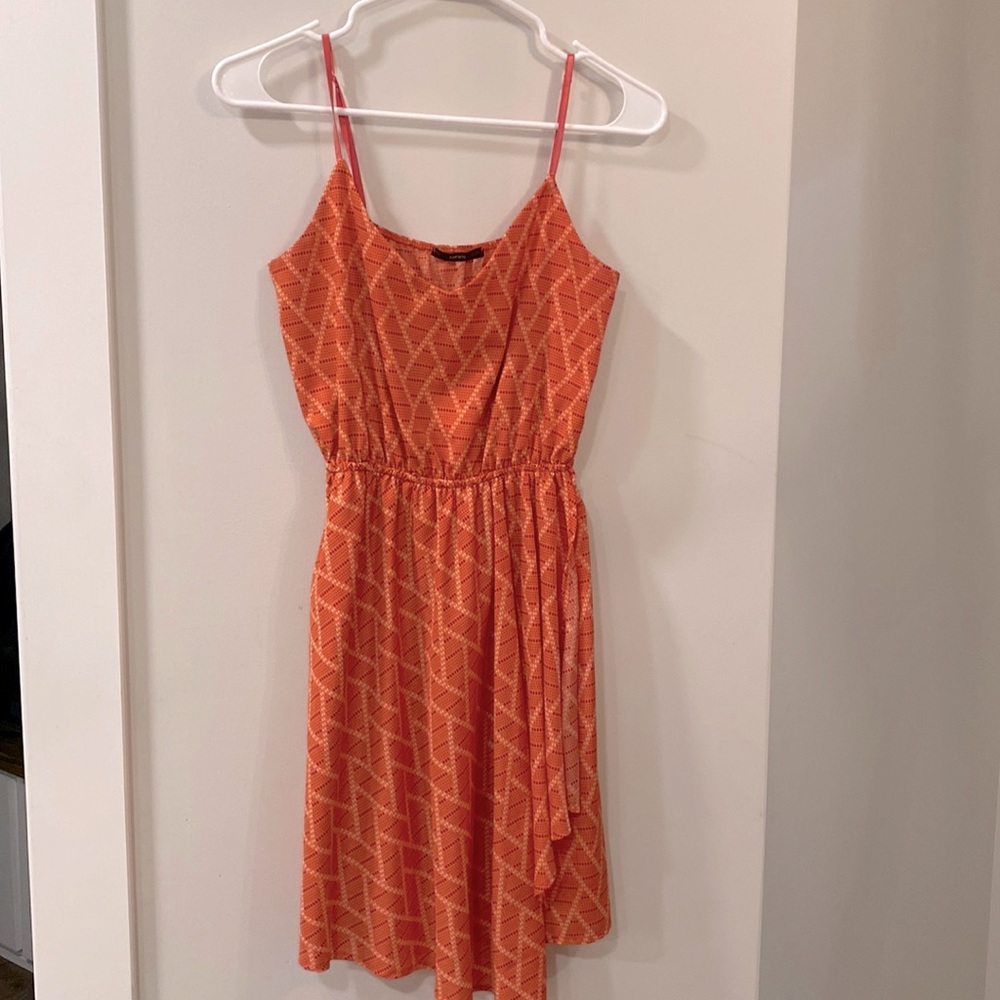 Asymmetrical coral colored Sundress, size 4